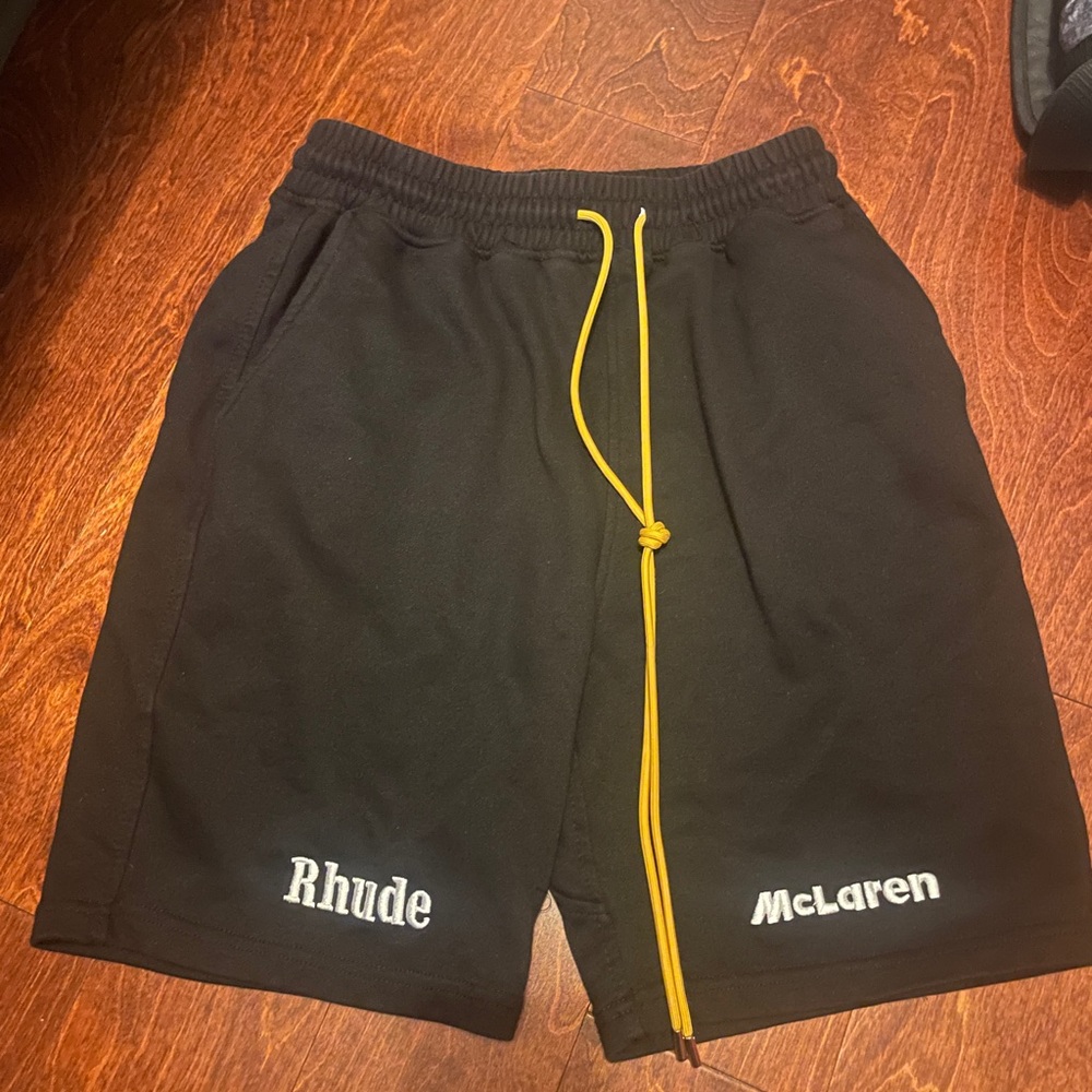 Rhude Black and Yellow Athletic Shorts